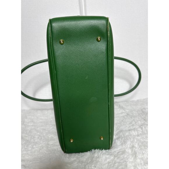 Vintage Retro Foxey Green leather bag 2 top handles zip around closure - Picture 8 of 13